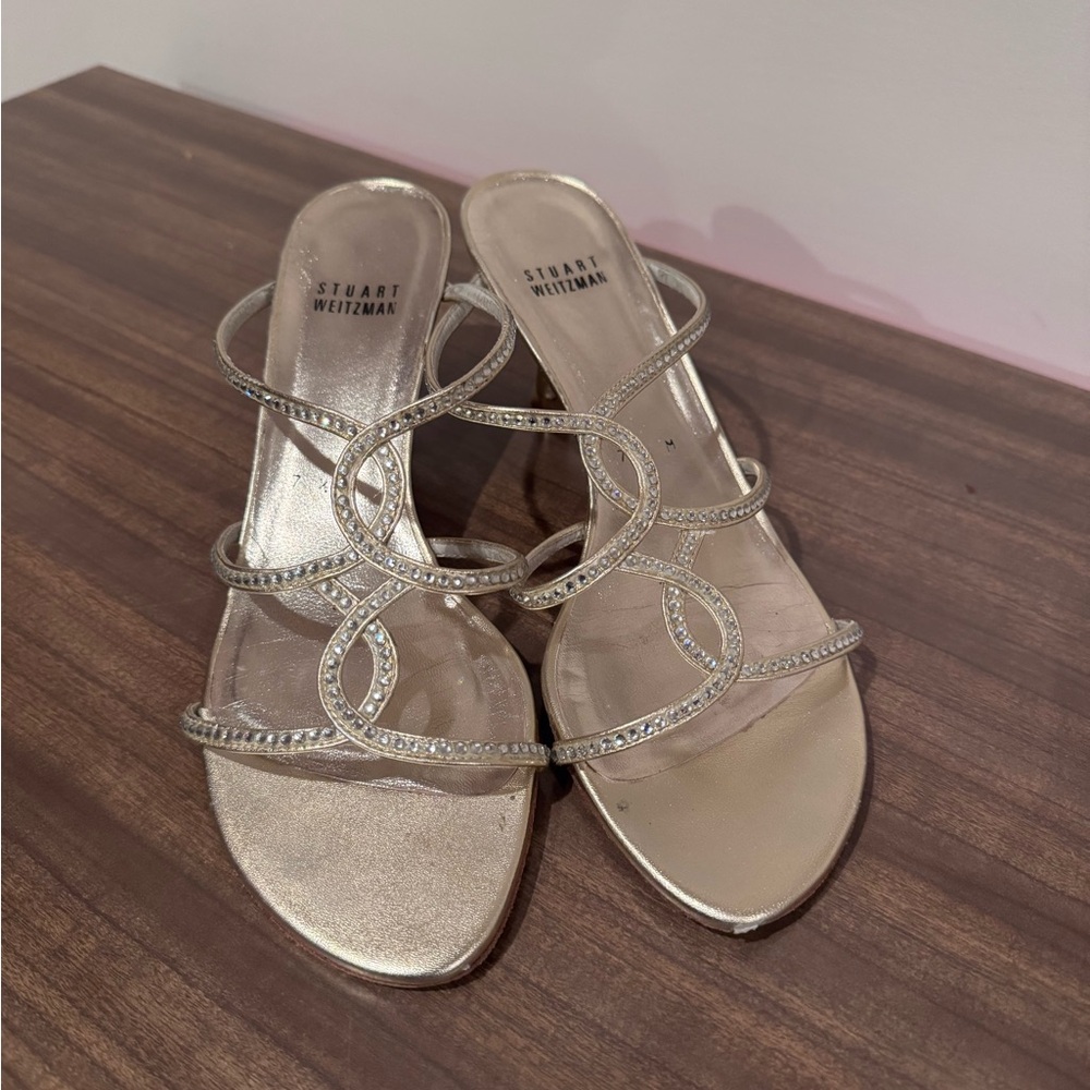 Stuart Weitzman Metallic Strappy Heels